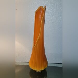 vintage L.E. Smith Bittersweet Orange Swung Glass Vase. 